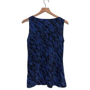 Doncaster Collection Blue and Black Sleeveless 100% Silk Cowl Neck Blouse Size 6